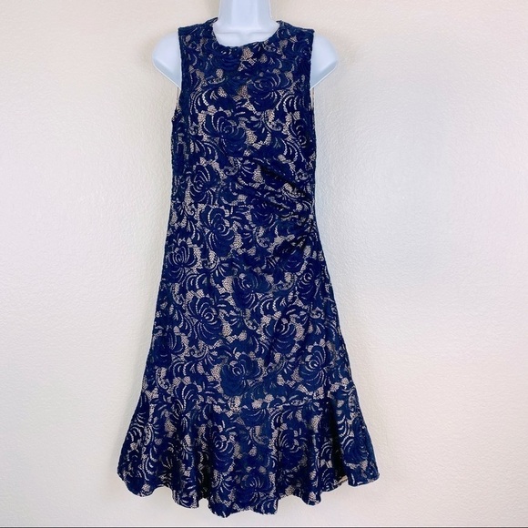 Eliza J Navy Lace Overlay Cocktail Dress Size 8 - Picture 2 of 9